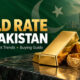 Gold rate in Pakistan today for 24K and 22K gold price per tola