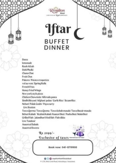 Iftar Buffets in Faisalabad