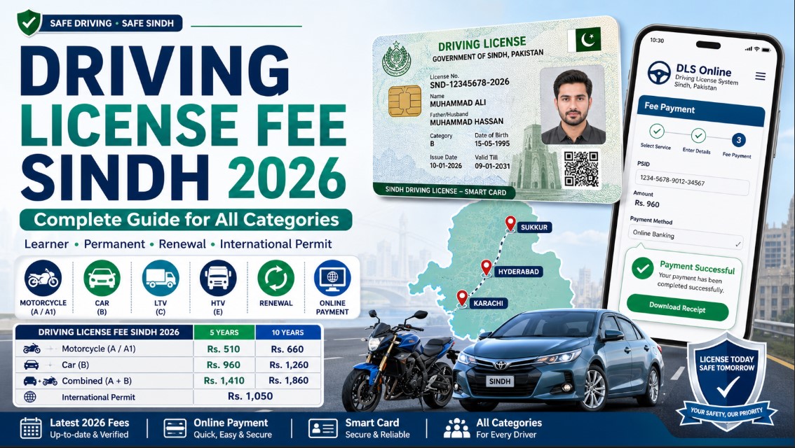 driving license fee sindh 2026