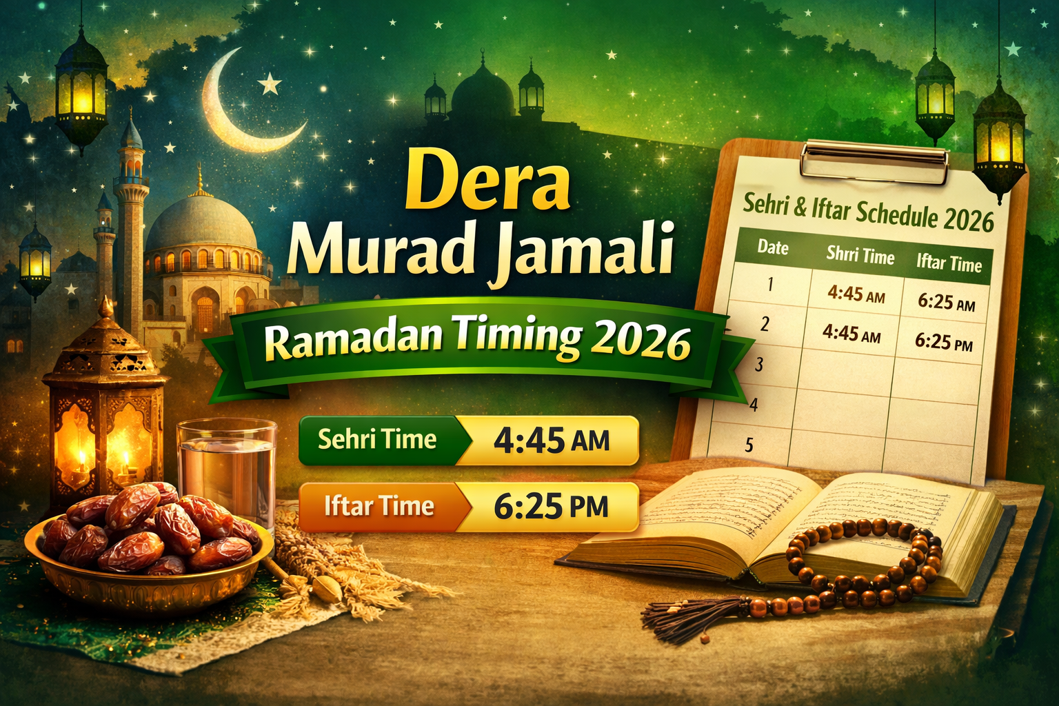 Dera Murad Jamali Ramadan Timing 2026