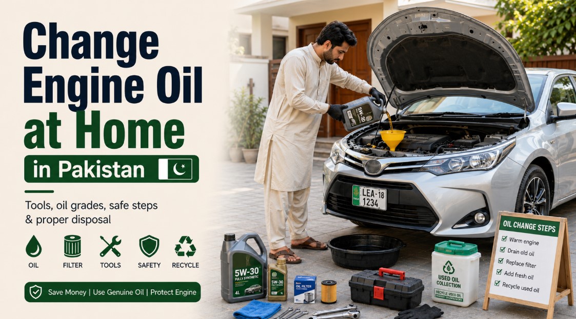 change engine oil home Pakistan