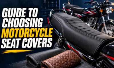 Mesh and rexine motorcycle seat covers on bikes parked in Pakistan
