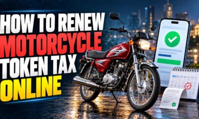 Rider paying motorcycle token tax in Pakistan on a mobile app