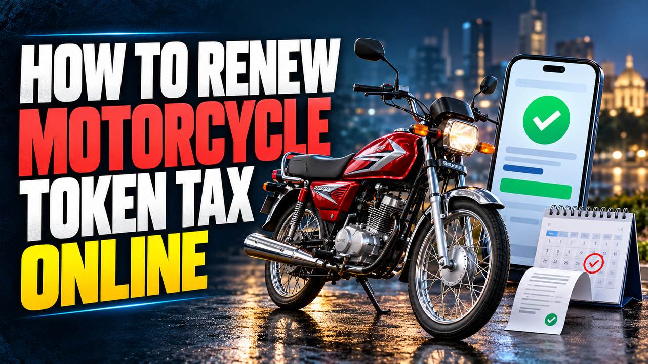 Rider paying motorcycle token tax in Pakistan on a mobile app