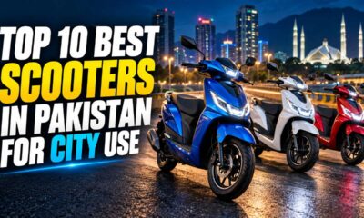 Rider on one of the best scooters in Pakistan in city traffic