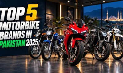 Row of bikes from top motorbike brands in Pakistan at a dealer